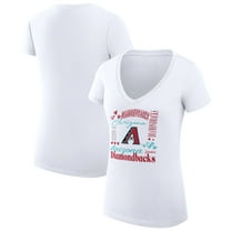 Women's G-III 4Her by Carl Banks White Arizona Diamondbacks Super-Slim Fit Lightweight Collage Team Graphic V-Neck