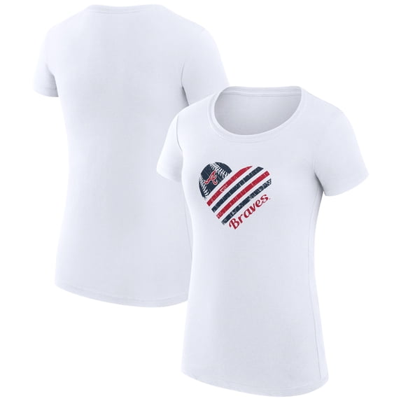 Women's G-III 4Her by Carl Banks White Atlanta Braves Heart Graphic Fitted T-Shirt
