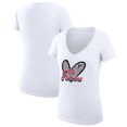 thumbnail image 1 of Women's G-III 4Her by Carl Banks White Atlanta Falcons Leopard Heart Fitted V-Neck T-Shirt, 1 of 3