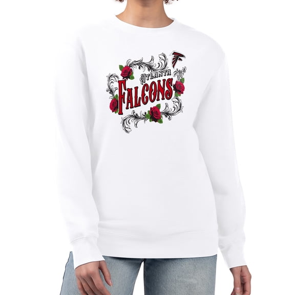 Women's G-III 4Her by Carl Banks White Atlanta Falcons Roses Fleece Tri-Blend Pullover Sweatshirt