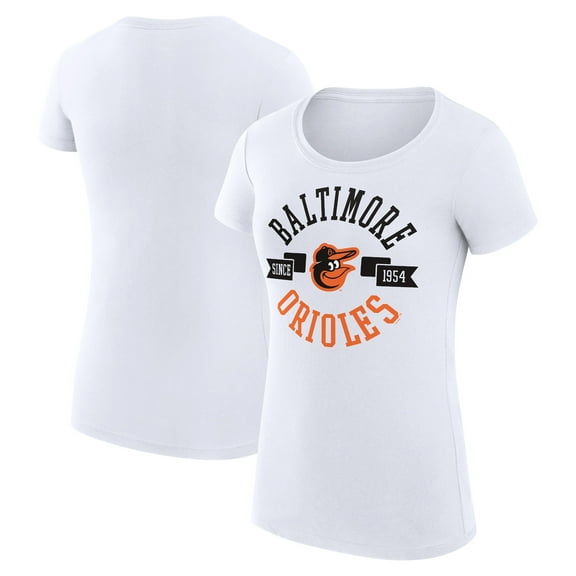 Women's G-III 4Her by Carl Banks White Baltimore Orioles Super-Slim Fit Lightweight City Graphic T-Shirt