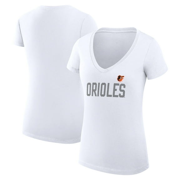 Women's G-III 4Her by Carl Banks White Baltimore Orioles Super-Slim Fit Lightweight Dot Print V-Neck T-Shirt