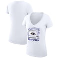 thumbnail image 1 of Women's G-III 4Her by Carl Banks  White Baltimore Ravens Super-Slim Fit Lightweight Collage Team V-Neck T-Shirt, 1 of 3