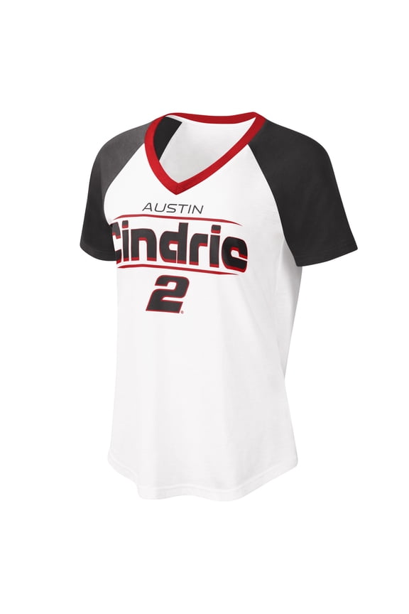 Women's G-III 4Her by Carl Banks White/Black Austin Cindric Overtime V-Neck T-Shirt