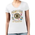 thumbnail image 1 of Women's G-III 4Her by Carl Banks White Boston Bruins Super-Slim Fit Lightweight Flower Logo V-Neck T-Shirt, 1 of 2
