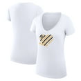 thumbnail image 1 of Women's G-III 4Her by Carl Banks  White Boston Bruins Super-Slim Fit Lightweight Heart V-Neck T-Shirt, 1 of 3