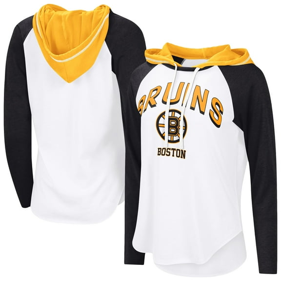 Women's-G-III 4Her by Carl Banks White Boston Bruins VIP Raglan Long Sleeve Hoodie T-Shirt
