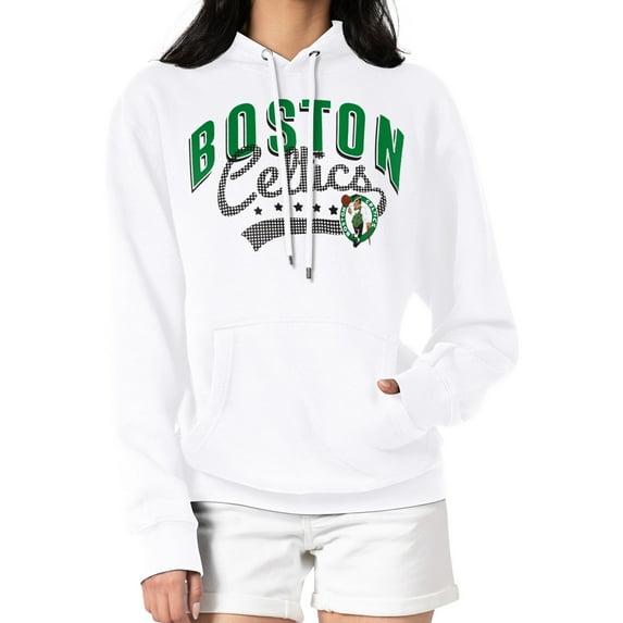 Women's G-III 4Her by Carl Banks White Boston Celtics Filigree Logo Pullover Hoodie