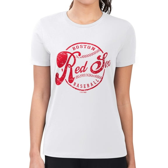 Women's G-III 4Her by Carl Banks  White Boston Red Sox Super-Slim Fit Lightweight Distressed Baseball Team T-Shirt