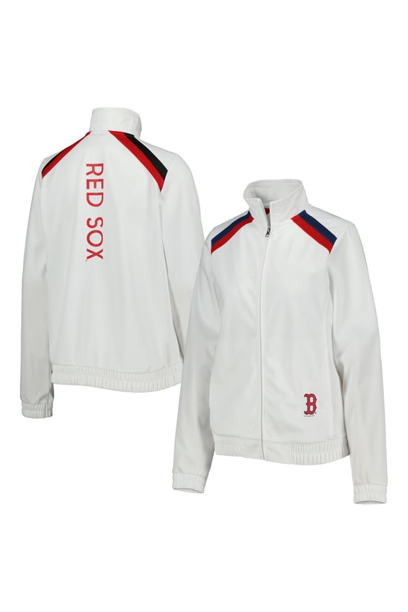 Women's G-III 4Her by Carl Banks White Boston Red Sox Red Flag Full-Zip Track Jacket