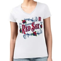 Women's G-III 4Her by Carl Banks  White Boston Red Sox Super-Slim Fit Lightweight Retro Roses V-Neck T-Shirt