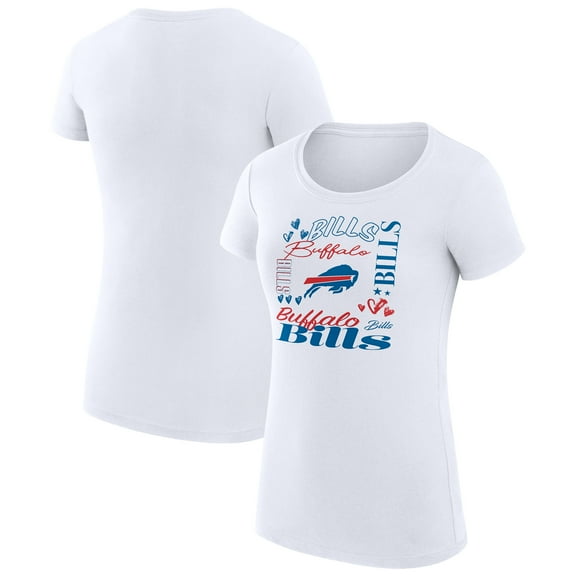Women's G-III 4Her by Carl Banks  White Buffalo Bills Super-Slim Fit Lightweight Collage Team T-Shirt