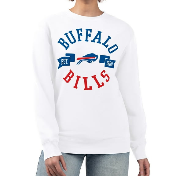 Women's G-III 4Her by Carl Banks  White Buffalo Bills Large Team Graphic Fleece Pullover Sweatshirt