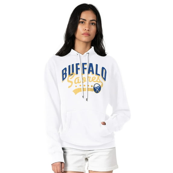 Women's G-III 4Her by Carl Banks White Buffalo Sabres Filigree Logo Pullover Hoodie