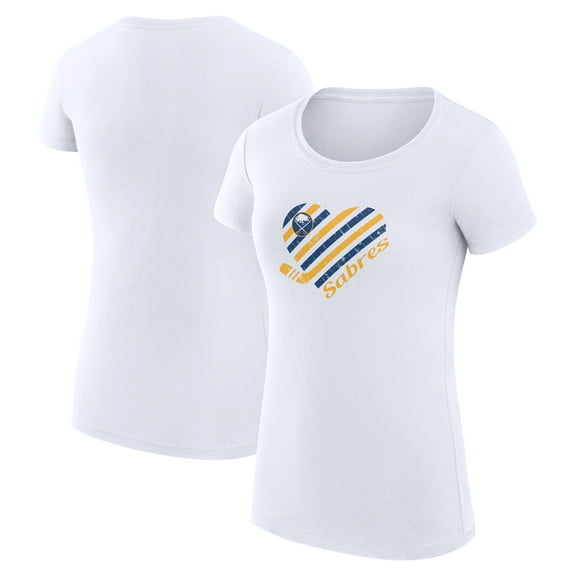 Women's G-III 4Her by Carl Banks White Buffalo Sabres Super-Slim Fit Lightweight Heart T-Shirt