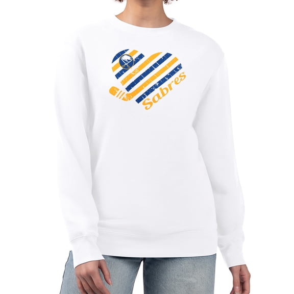 Women's G-III 4Her by Carl Banks  White Buffalo Sabres Heart Graphic Pullover Sweatshirt
