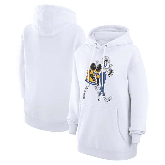 Women's G-III 4Her by Carl Banks White Buffalo Sabres Hockey Girls Fleece Pullover Hoodie
