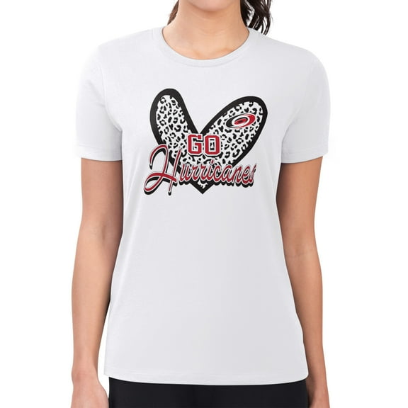 Women's G-III 4Her by Carl Banks  White Carolina Hurricanes Super-Slim Fit Lightweight Animal Print Heart T-Shirt