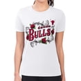thumbnail image 1 of Women's G-III 4Her by Carl Banks White Chicago Bulls Super-Slim Fit Lightweight Roses Crew Neck T-Shirt, 1 of 3