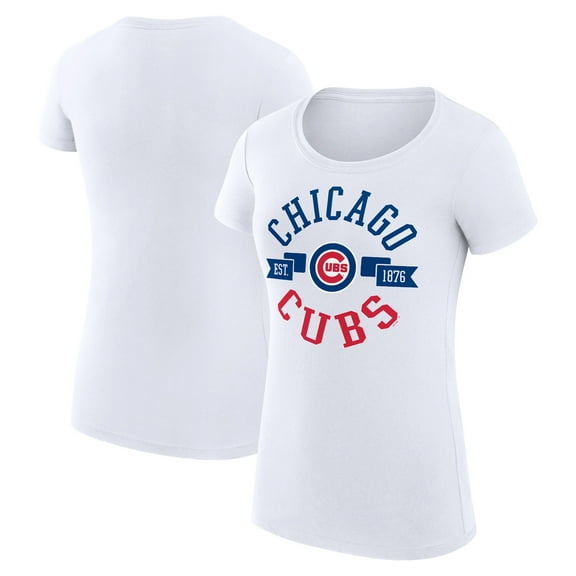 Women's G-III 4Her by Carl Banks White Chicago Cubs Super-Slim Fit Lightweight City Graphic T-Shirt