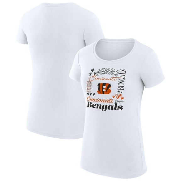Women's G-III 4Her by Carl Banks  White Cincinnati Bengals Super-Slim Fit Lightweight Collage Team T-Shirt