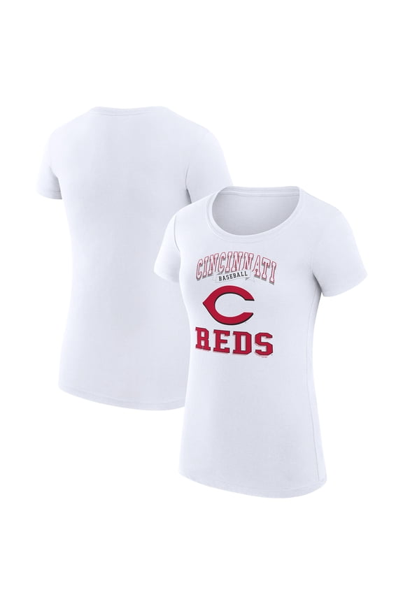 Women's G-III 4Her by Carl Banks White Cincinnati Reds Super-Slim Fit Lightweight Team Logo Graphic T-Shirt