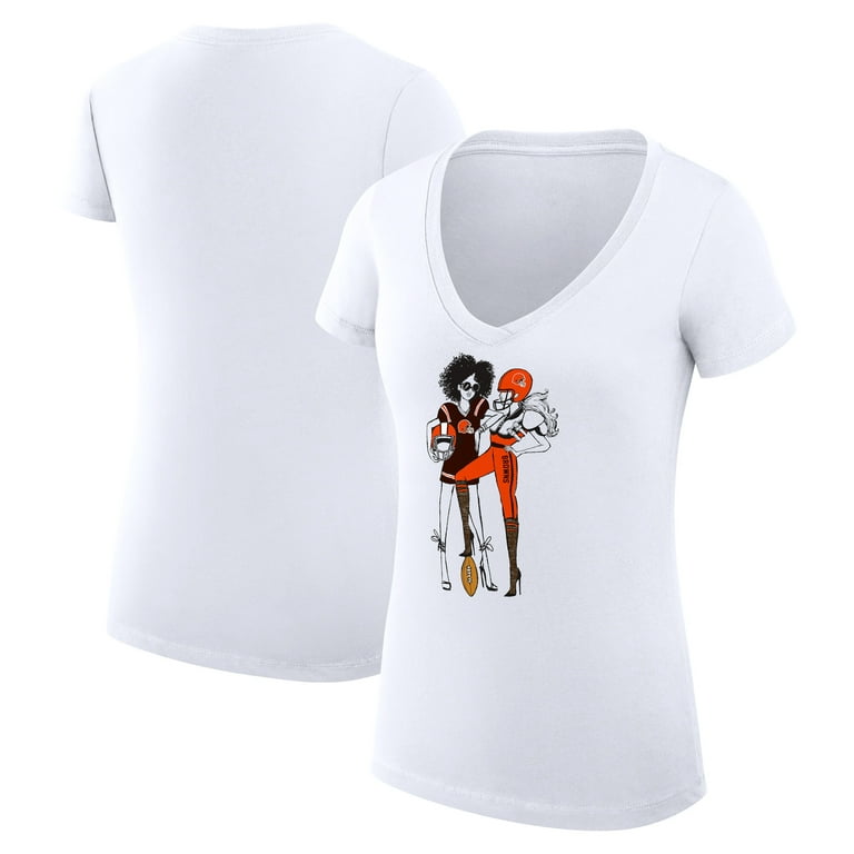 Women's G-III 4Her by Carl Banks White Cleveland Browns Football Girls  Graphic V-Neck Fitted T-Shirt