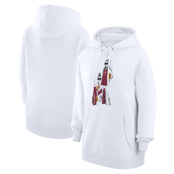 Women's G-III 4Her by Carl Banks White Cleveland Cavaliers Basketball Girls Fleece Pullover Hoodie