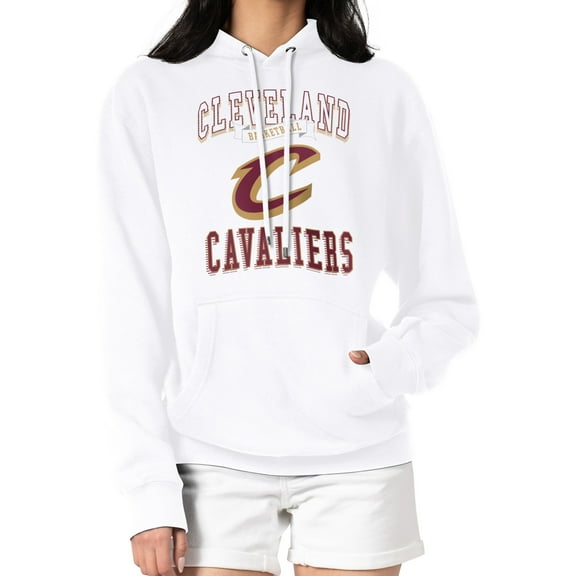 Women's G-III 4Her by Carl Banks White Cleveland Cavaliers Graphic Fleece Pullover Hoodie