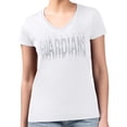 thumbnail image 1 of Women's G-III 4Her by Carl Banks  White Cleveland Guardians Metallic Drop Lightweight V-Neck T-Shirt, 1 of 3