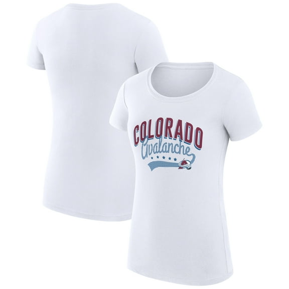 Women's G-III 4Her by Carl Banks White Colorado Avalanche Super-Slim Fit Lightweight Filigree Logo T-Shirt