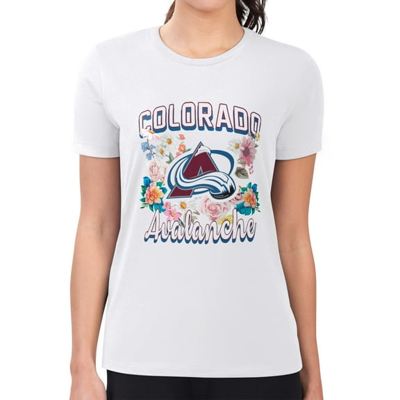 Women's G-III 4Her by Carl Banks White Colorado Avalanche Super-Slim Fit Lightweight Flower Logo T-Shirt