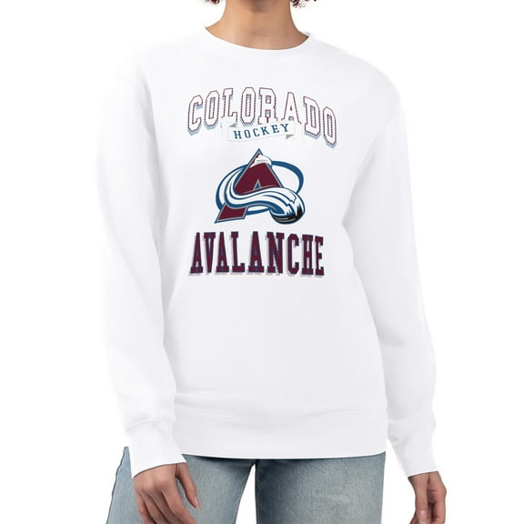Women's G-III 4Her by Carl Banks White Colorado Avalanche Team Logo Tri-Blend Fleece Pullover Sweatshirt