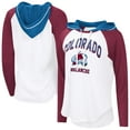 thumbnail image 1 of Women's-G-III 4Her by Carl Banks  White Colorado Avalanche VIP Raglan Long Sleeve Hoodie T-Shirt, 1 of 3