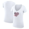 thumbnail image 1 of Women's G-III 4Her by Carl Banks White Columbus Blue Jackets Heart V-Neck Fitted T-Shirt, 1 of 3