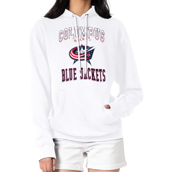 Women's G-III 4Her by Carl Banks White Columbus Blue Jackets Team Logo Tri-Blend Fleece Pullover Hoodie