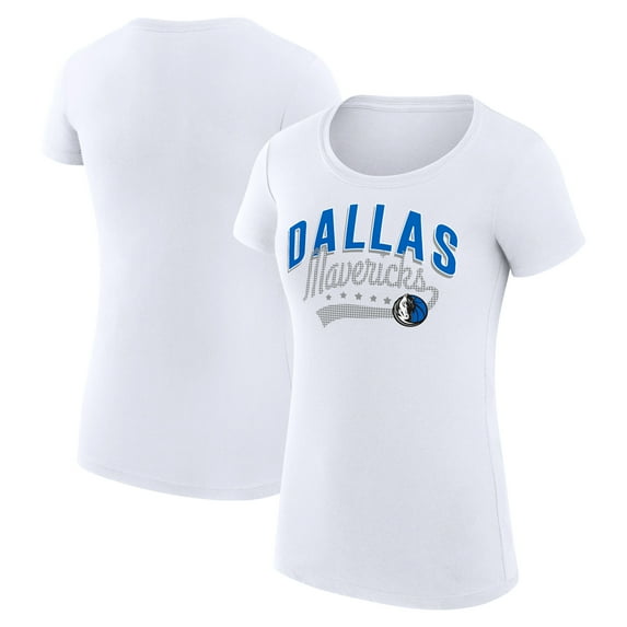 Women's G-III 4Her by Carl Banks White Dallas Mavericks Super-Slim Fit Lightweight Filigree Logo T-Shirt