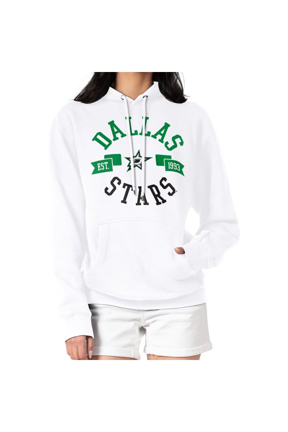 Women's G-III 4Her by Carl Banks White Dallas Stars City Graphic Fleece Pullover Hoodie