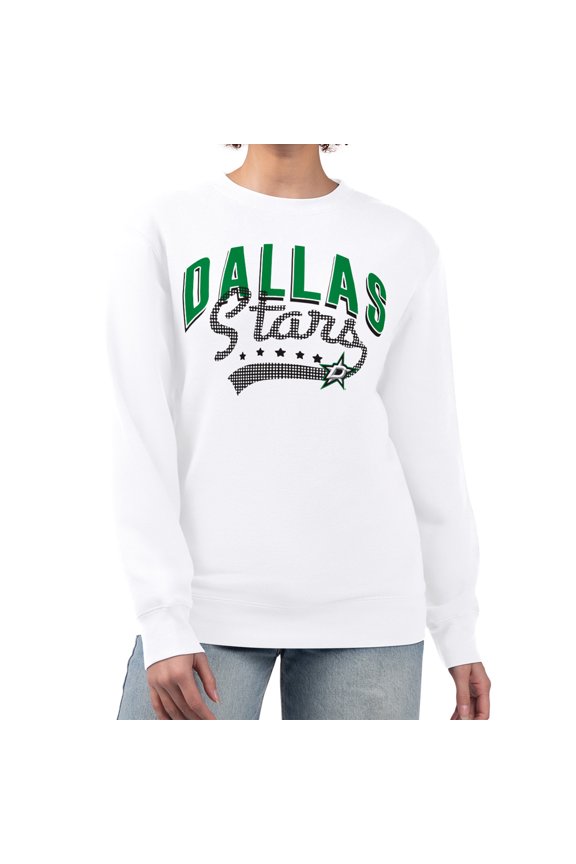 Women's G-III 4Her by Carl Banks  White Dallas Stars Filigree Team Graphic Fleece Pullover Sweatshirt
