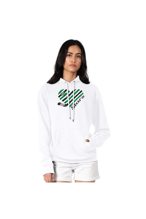 Women's G-III 4Her by Carl Banks White Dallas Stars Heart Pullover Hoodie