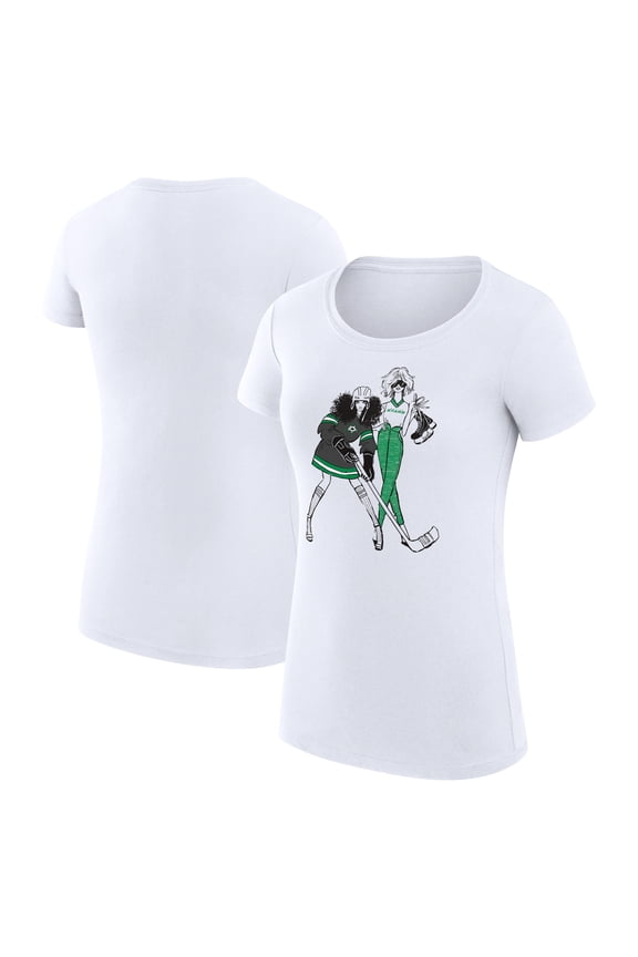 Women's G-III 4Her by Carl Banks White Dallas Stars Super-Slim Fit Lightweight Hockey Girls T-Shirt