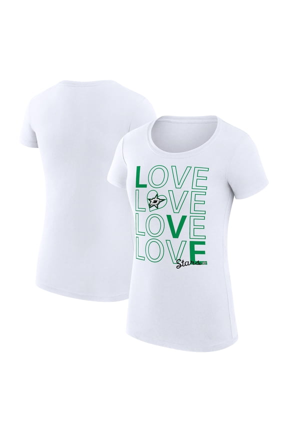 Women's G-III 4Her by Carl Banks White Dallas Stars Super-Slim Fit Lightweight Hockey Love T-Shirt
