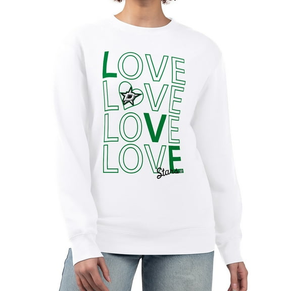 Women's G-III 4Her by Carl Banks  White Dallas Stars Lots Of Love Team Logo Graphic Pullover Sweatshirt