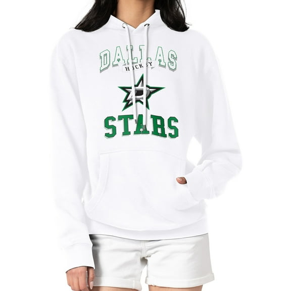 Women's G-III 4Her by Carl Banks White Dallas Stars Team Logo Tri-Blend Fleece Pullover Hoodie
