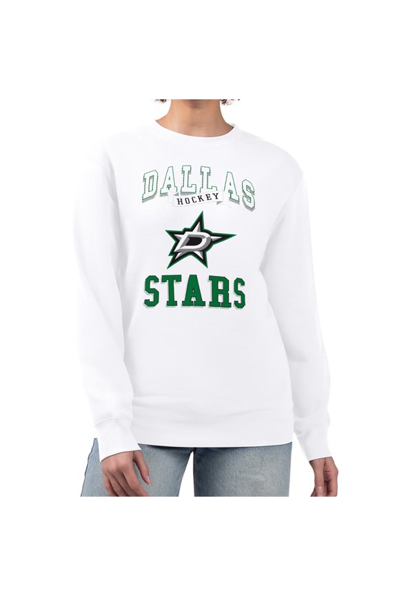Women's G-III 4Her by Carl Banks White Dallas Stars Team Logo Tri-Blend Fleece Pullover Sweatshirt