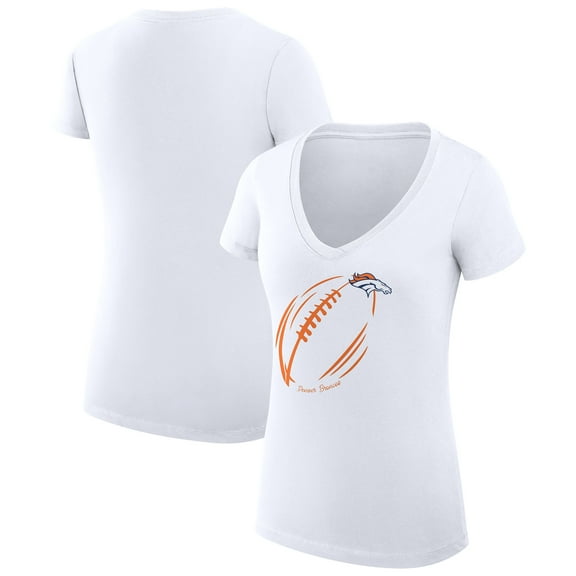 Women's G-III 4Her by Carl Banks  White Denver Broncos Super-Slim Fit Lightweight Subtle Football V-Neck T-Shirt