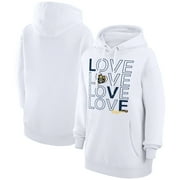 G-III APPAREL Women's G-III 4Her by Carl Banks White Denver Nuggets Basketball Love Fleece Pullover Hoodie