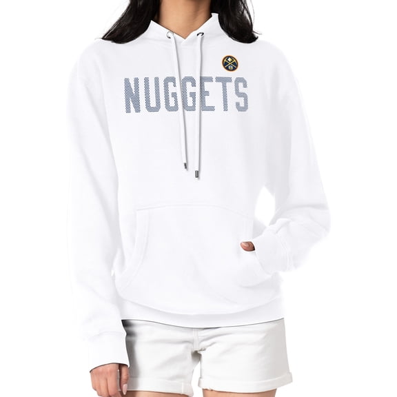 Women's G-III 4Her by Carl Banks  White Denver Nuggets Dot Print Pullover Hoodie