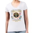 thumbnail image 1 of Women's G-III 4Her by Carl Banks White Denver Nuggets Super-Slim Fit Lightweight Flowers Team Logo Graphic V-Neck, 1 of 2