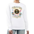thumbnail image 1 of Women's G-III 4Her by Carl Banks White Denver Nuggets Flowers Team Logo Graphic Fleece Crewneck Pullover Sweatshirt, 1 of 2